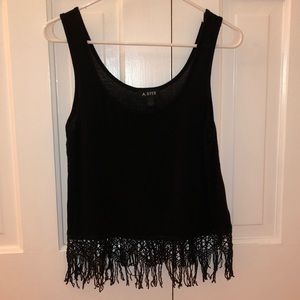 Black fringe tank top